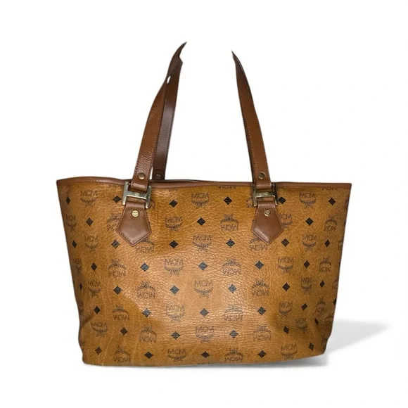 (MT45) MCM Brown and Orange Logo Tote - Picture 2 of 14